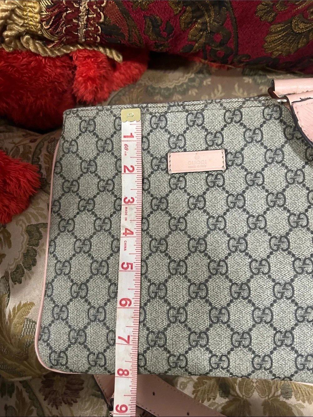 Luxury Monogram Crossbody Bag with Pink Leather Trim